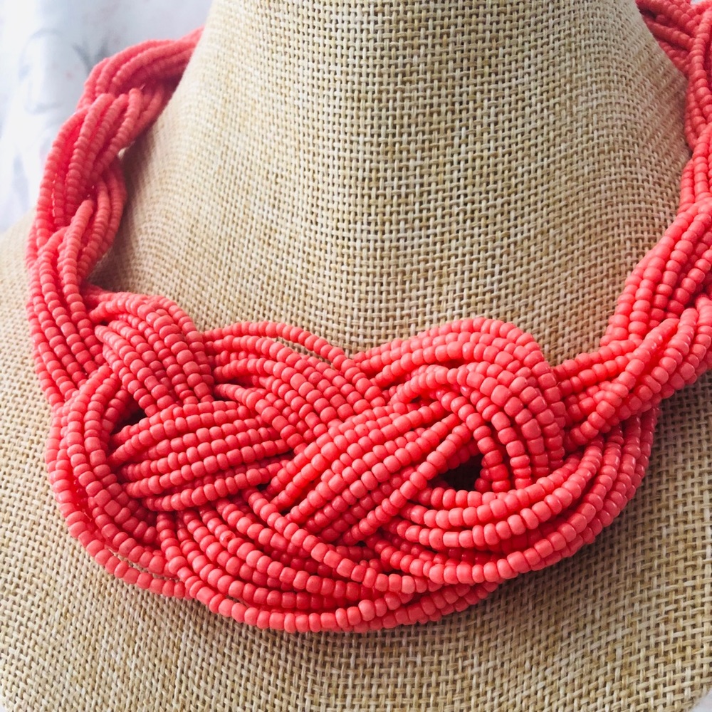 Coral Seed Bead Necklace - Picture 3 of 5